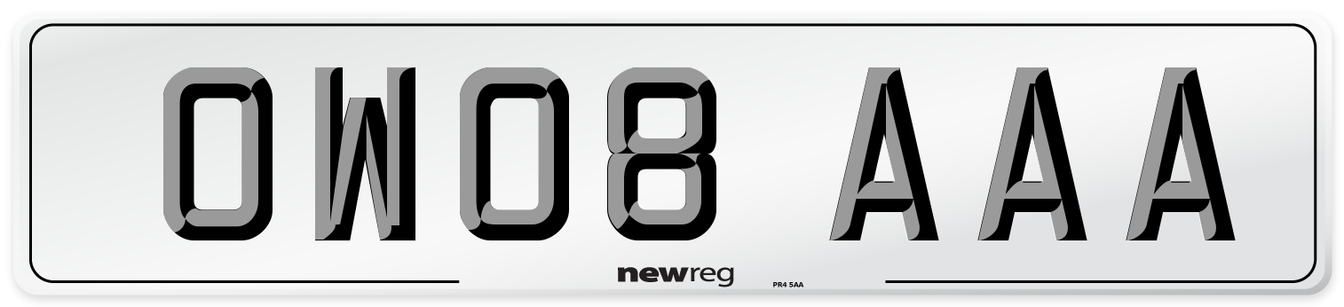 OW08 AAA Number Plate from New Reg